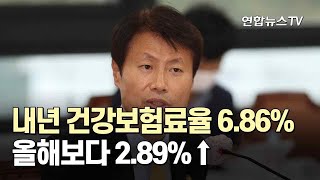 내년 건강보험료율 6.86%…올해보다 2.89%↑ / 연합뉴스TV (YonhapnewsTV)