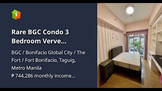 Rare BGC Condo 3 Bedroom Verve Residences for Sale by Alveo Ayala