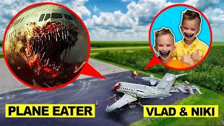 DRONE CATCHES PLANE EATER EATS VLAD AND NIKI ON CAMERA!