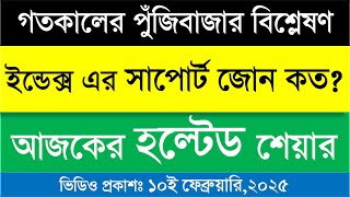 গতকালের পুঁজিবাজার বিশ্লেষণ || ইন্ডেক্স এর সাপোর্ট জোন কত? || আজকের হল্টেড শেয়ার