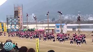 福山市消防団2014年出初式 まとい・木遣り・梯子乗り披露