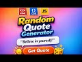 Built a Random Quote Generator using HTML CSS & JavaScript 💻✨Beginner friendly mini project!