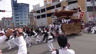 2011東八田だんじり祭り　野々宮神社宮入り　（丹波屋前１－１）　　やりまわし