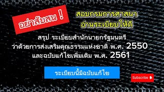 ระเบียบสำนักนายกรัฐมนตรีว่าด้วยการส่งเสริมคุณธรรมแห่งชาติ พ.ศ.2550 และที่แก้ไขเพิ่มเติม พ.ศ.2561