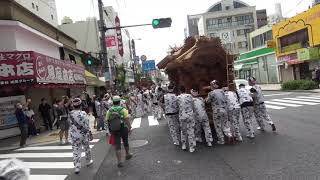 令和3年7月18日祝今福西之町地車新調お披露目2 今福商店街出口から10台連続出てきました