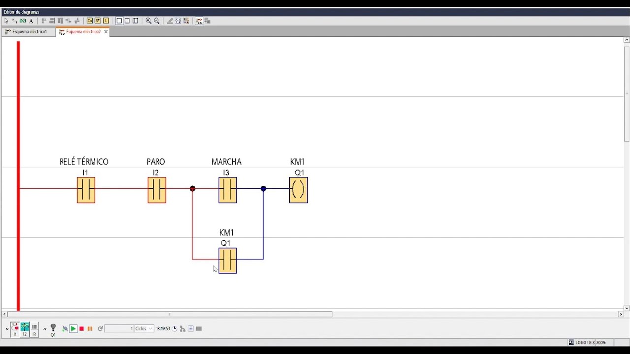 ESQUEMA DE MANDO DEL ARRANQUE DIRECTO DE UN MOTOR CON DIAGRAMA DE ...