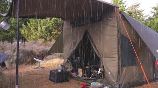 Car Tent CAMPING in Rain - Freezing Wild Weather