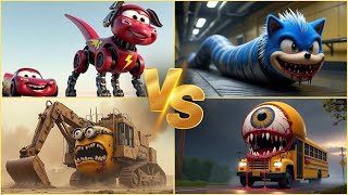 🎯McQueen Tank Monster 🆚McQueen Plane Boeing 🆚 Minions Exe Monster 🆚 Lunar Moon Monster 🎯Tiles hop🎶