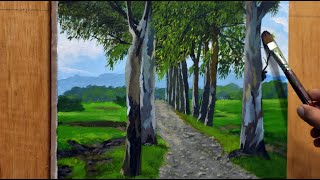 Painting Philippine landscape with acrylic