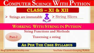 String in Python | Working with String in Python | String Method | Class XI & XII | CBSE |Part-2