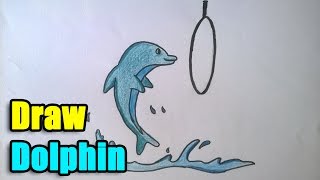 How to Draw a Dolphin for beginners | Fish Drawing