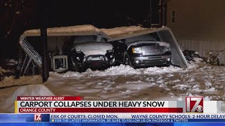 Family shaken after carport collapses under heavy snow