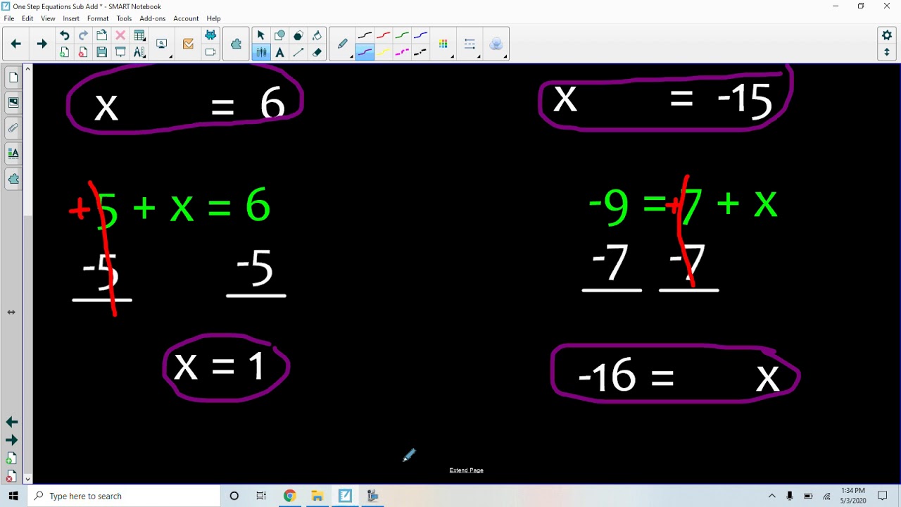 Solving Equations Using Subtraction And Addition - YouTube