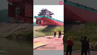 Giant ship launching to water 🚢 🌊 #shorts #ship