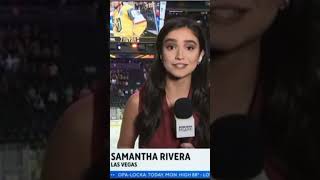 Reporter Samantha Rivera stiff arms a fan trying to camera bomb #shorts #youtubeshorts #short