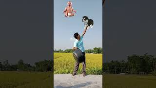 Flying Crying babies catching vs puppy & cat - Funny vfx magic video