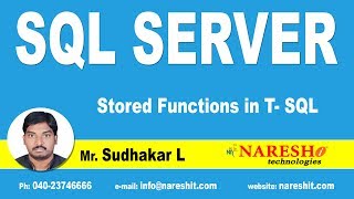 Stored Functions in T- SQL | MSSQL Training | Mr.Sudhakar L