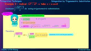 integration using trigonometric substitution (example 3)