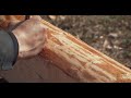 How To Build A Log Cabin - Simple Straight Lap Notch From Hewn Logs
