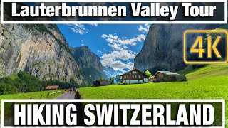 4K City Walks: Walking Lauterbrunnen Valley Switzerland  - Virtual Walk Walking Treadmill Video