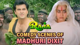 Best comedy scenes of Madhuri Dixit from Movie - Raja | Sanjay Kapoor | Superhit Comedy Movie