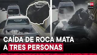 Huarochirí: el impactante video de una gran roca que aplasta a una camioneta en la Carretera Central