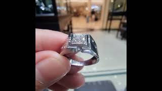 Man VVS Diamond Ring / Cincin Pria Cowok Berlian Emas Putih Asli Berkualitas Unik - Halter