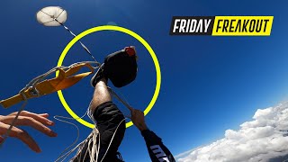 Friday Freakout: Skydiver Has Horseshoe Malfunction + Bridle Wrapped Around Foot!