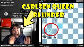 hikaru nakamura EPIC REACTION to magnus carlsen blundering the QUEEN against  mvl