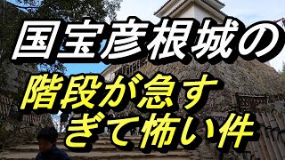 彦根城と犬山城の天守閣はどっちが怖い階段か？角度を調べてみた、現存天守は怖かった、げん殿様これ以上あがれません、