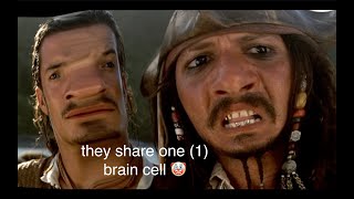 captain jack sparrow and will turner sharing one brain cell for about seven minu