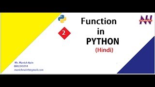 Python Tutorial in Hindi | How to create function in Python | Hindi | Manish Nain
