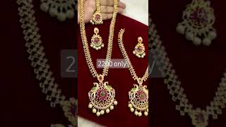 #one gram gold jewelry set# #gold finishing cz stone#2200 free ship @leelareddy Fashion Collections