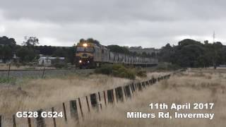 G528 G524 with up grain at millers rd, invermay and warrenheip bank 11th april 2017