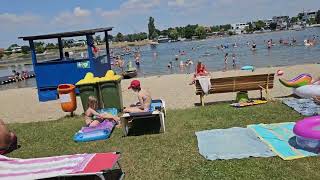 Vienna, Austria 🇦🇹 Alte Donau - Beach on the Danube river on a very hot day