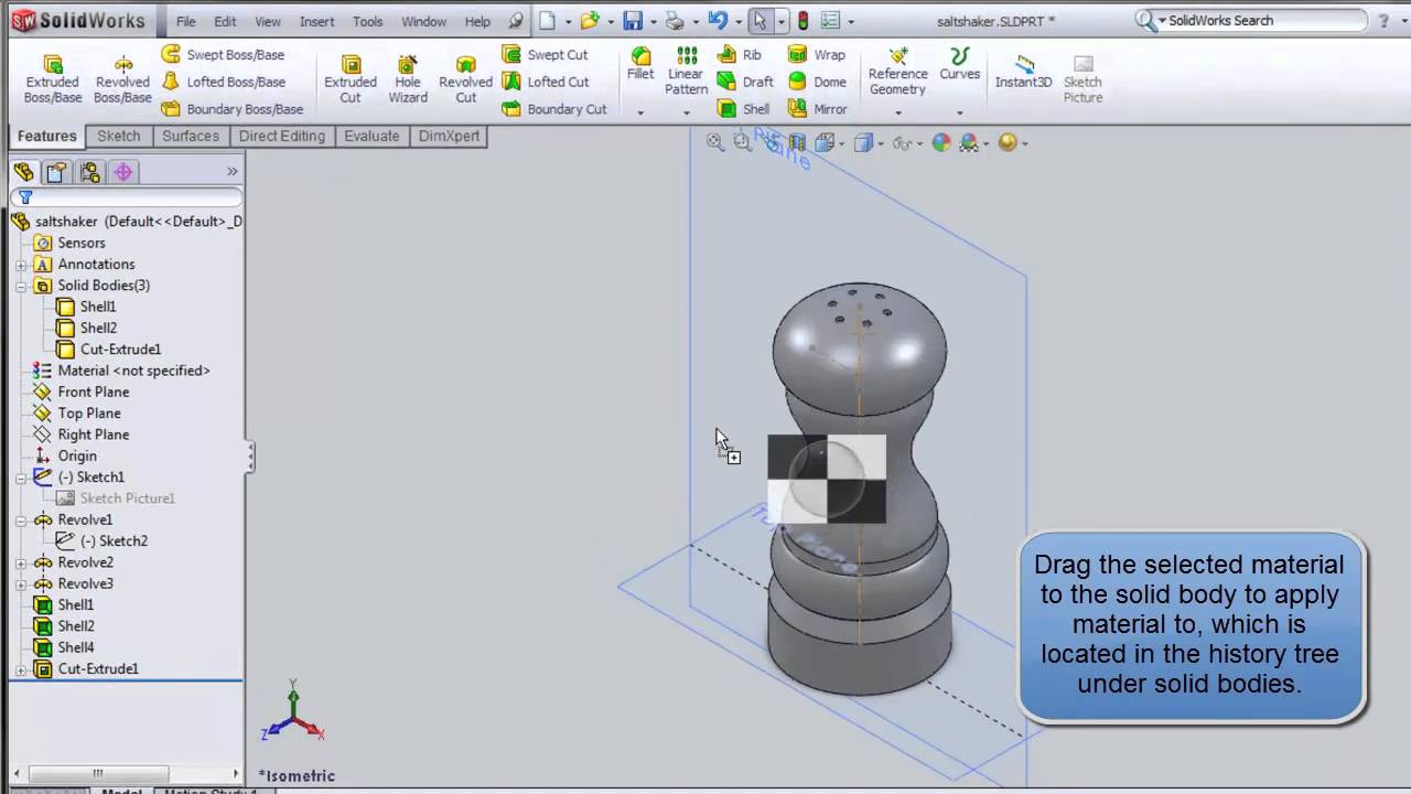 SolidWorks Apply Materials To Solid Bodies - YouTube