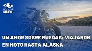 Pareja colombiana viajó en moto desde Medellín hasta Alaska