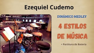 Dinámico Medley 4 estilos de música/partitura de batería, en Cruceros Ezequiel Cudemo Baterista