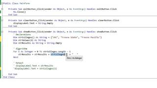 Arrays in Visual Basic