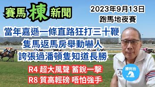 當年嘉遜一條直路狂打三十鞭，隻馬返馬房舉動嚇人，誇張過潘頓隻知道長勝.../貼士：R4 超大風聲 蓄銳一擊；R8 質高輕磅 唔怕強手--《賽馬棟新聞》2023年9月13日跑馬地夜賽