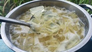 វិធីធ្វេីបងែ្ឣមចាហួយដូង. How to make coconut jelly