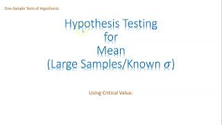 Hypothesis Test for Mean Large Sample (Questions & Answer)