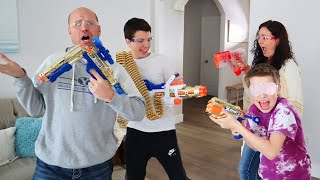 Blindfold Blaster Battle! Find Your Weapon!