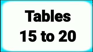 15 To 20 Tables | Tables from 15 to 20 | 15 to 20 tables in just 3 minutes