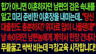 (사연열차)합가 아니면 이혼하자던 남편의 검은 속내를 알고 미리 준비한 이혼장을 내미는데..날 속이려던 남편에게 계약서 건네자 무릎꿇고 싹싹 비는데ㅋ참교육 시작합니다!#실화사연