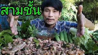 สามชั้นหมูลาบนัวๆแกล้มผักแซ่บอีหลีครับผมMUKBANG EATING SHOW/โก้อีสานพาแดก