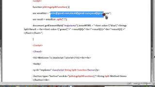 STRINGS SPLIT METHOD IN JAVA SCRIPT DEMO