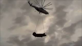 Russian  Mil Mi 26 Lifting  A NATO CH 47 Chinook