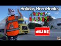 BONUS Holiday Truck Horn Honks at the Truck Stop. Truck Spotting and Horn Honking Fun