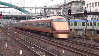 651系OM203編成スワローあかぎ 東武100系106F日光詣スペーシアスペーシアきぬがわ　大宮上りホーム到着